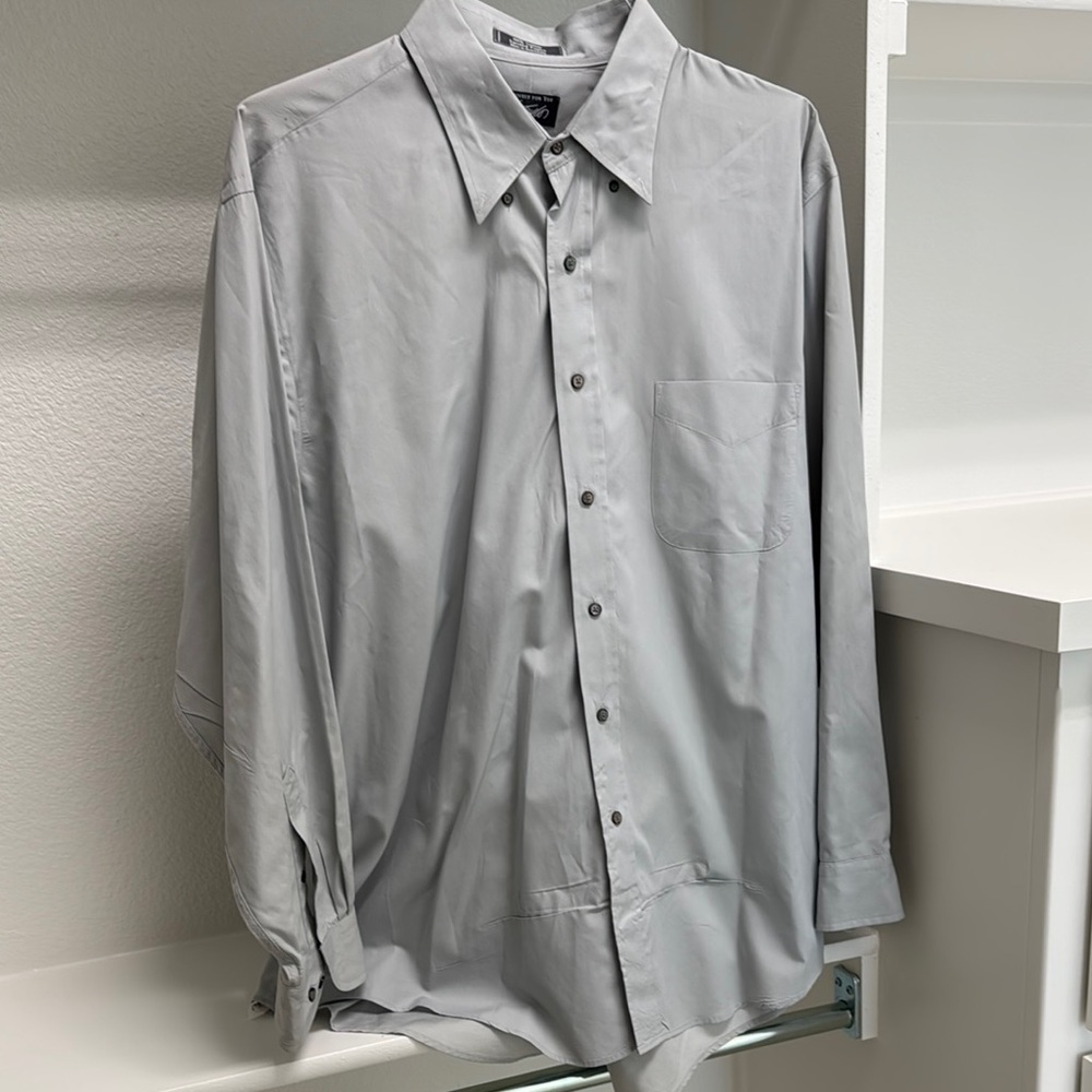 Lord & Taylor 100% Cotton Sanded Poplin Gray Men’s 18-34/35 Long Sleeve Shirt